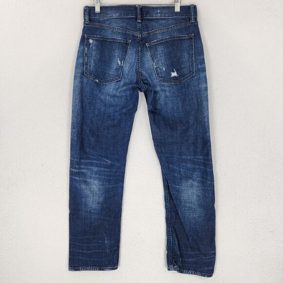 Banana Republic Jeans Womens 27 Blue Boyfriend Distressed Mid Rise Stretch Denim - Picture 8 of 13